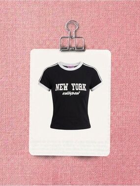 Edikted Black & White 'New York' Ringer Crop Top